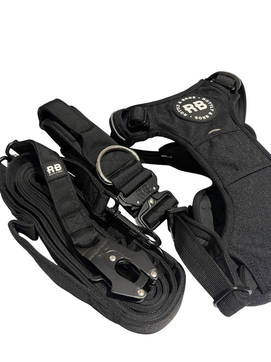 Pack joy completo negro ( ranger collar negro + enjoyable harness negro + convertible ranger leash 3m)